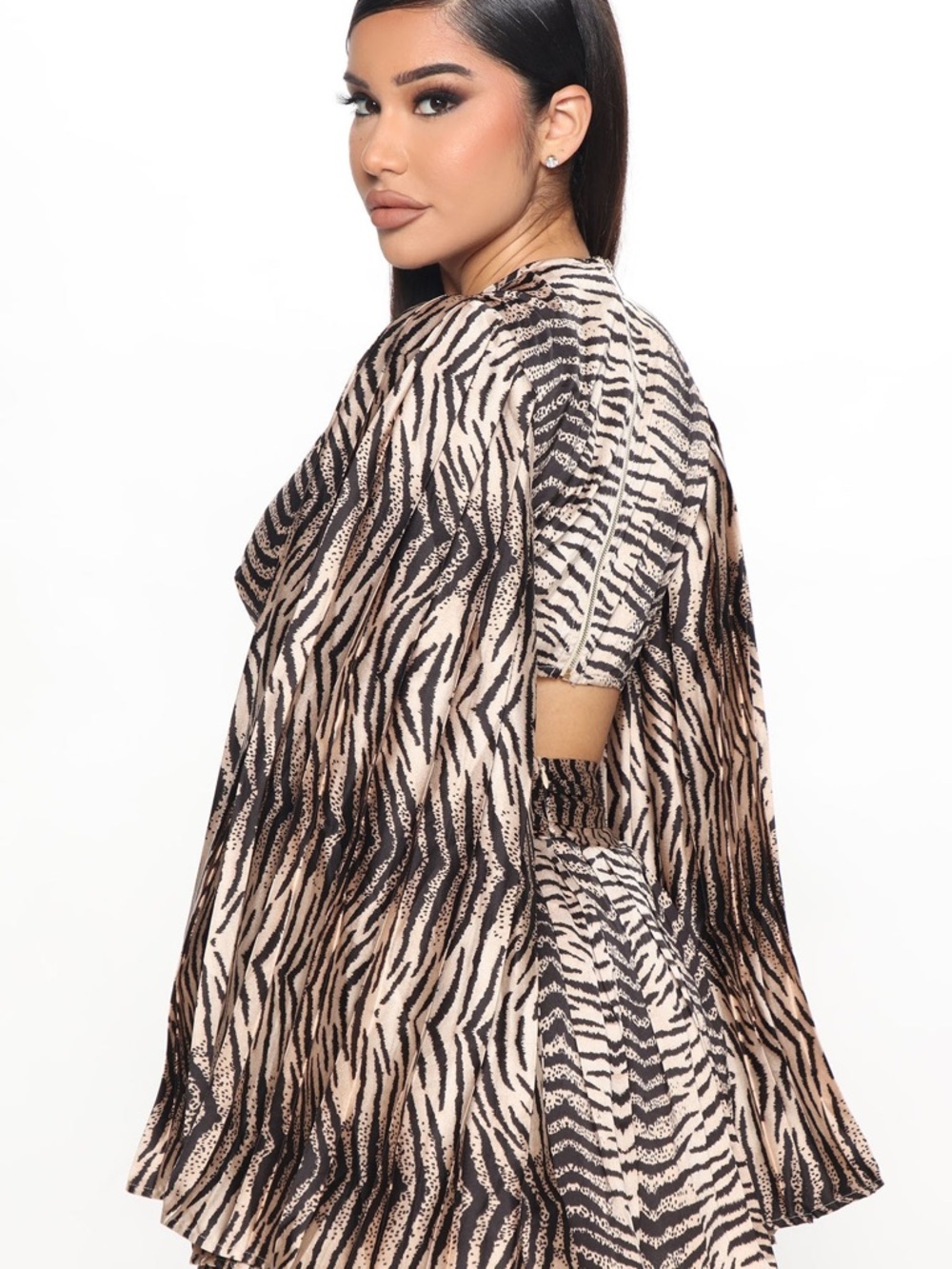 Akira Sold Out Zebra-Print Cutout Mini Dress in Neutral Tones - Picture 3 of 4